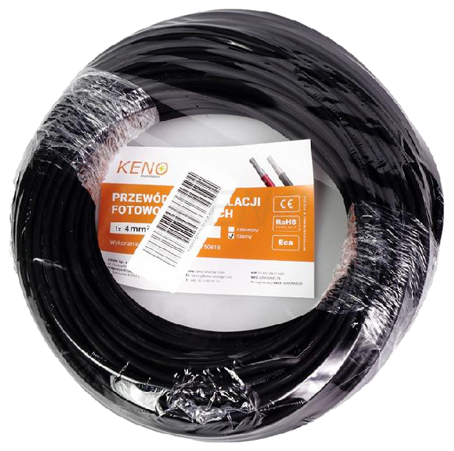 Saulės kabelis 4 mm², juodas, 50 m (KABEL-4MM-BLACK-50M)