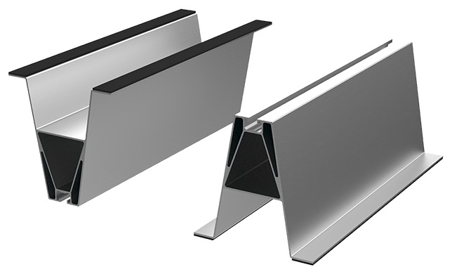 Paaukštintas trapecinės skardos bėgis K-14P, 3330 mm, su tarpine (P.03644U)