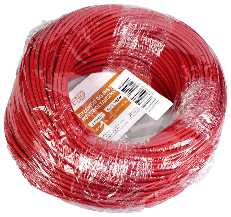 Saulės kabelis 6 mm², raudonas, 100 m (KABEL-6MM-RED-100M)